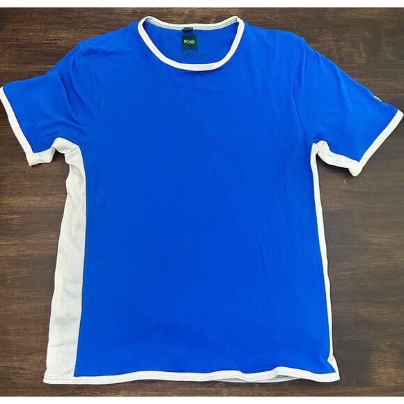 Hugo Boss Green Label Slim Fit Stretch Active T-shirt Blue Fit And dry XL - Picture 1 of 4